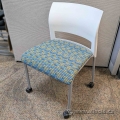 Blue/Yellow Pattern Rolling Steelcase Move Stacking Guest Chair